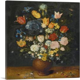 Still Life Of Flowers In a Stoneware Vase-1-Panel-26x26x.75 Thick