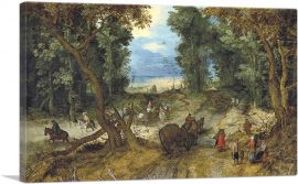 A Wooded Landscape With Travelers On a Path 1607-1-Panel-12x8x.75 Thick