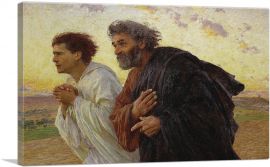 Disciples Peter John Running To Sepulchre On Morning Of Resurrection 1898-1-Panel-12x8x.75 Thick