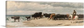 Herd Of Cattle Beside The Sea 1878-1-Panel-36x12x1.5 Thick