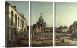 The Neumarkt in Dresden Seen from the Juedenhofe 1749-3-Panels-90x60x1.5 Thick