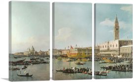 Venice- The Basin of San Marco on Ascension Day 1740-3-Panels-60x40x1.5 Thick