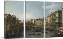 View of the Grand Canal Rialto Bridge-3-Panels-60x40x1.5 Thick
