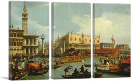 Return to the Pier by the Palazzo Ducale 1729-3-Panels-60x40x1.5 Thick