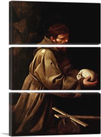 Saint Francis in Prayer 1606-3-Panels-90x60x1.5 Thick
