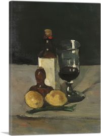 Still Life with Bottle, Glass and Lemons 1867-1-Panel-18x12x1.5 Thick
