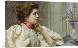 Portrait Of a Lady With a Red Scarf-1-Panel-26x18x1.5 Thick