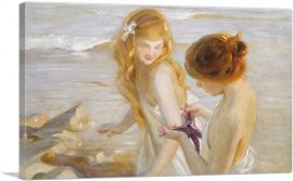 Two Young Girls Looking at Starfish-1-Panel-26x18x1.5 Thick