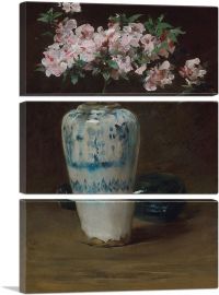 Pink Azalea Chinese Vase 1880-3-Panels-90x60x1.5 Thick