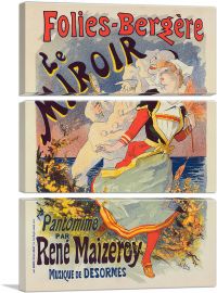 Folies Bergere - Le Miroir-3-Panels-90x60x1.5 Thick