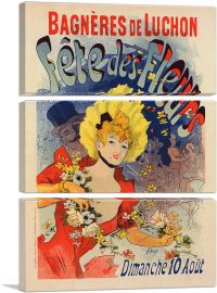 Flower Festival at Bagneres De Luchon 1890-3-Panels-90x60x1.5 Thick