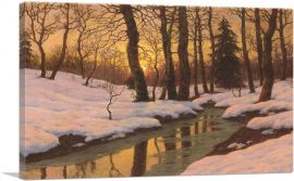 Winter Sunset In Forest-1-Panel-18x12x1.5 Thick