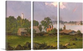 View Of Blackwell's Island New York 1850-3-Panels-60x40x1.5 Thick