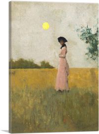View Of Lady In Pink Standing In Cornfield 1881-1-Panel-12x8x.75 Thick