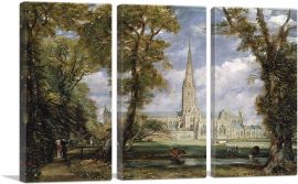 Salisbury Cathedral From The Bishop's Grounds-3-Panels-60x40x1.5 Thick