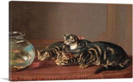 Cats By a Fishbowl-1-Panel-18x12x1.5 Thick