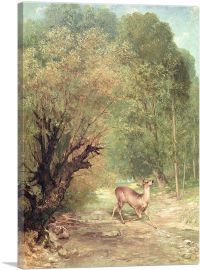 Hunted Roe-Deer On The Alert Spring 1867-1-Panel-26x18x1.5 Thick
