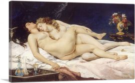 Two Friends Indolence and Lust Le Sommeil Lesbian 1866-1-Panel-18x12x1.5 Thick