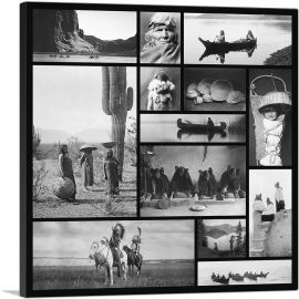 American Indian Sioux Chiefs - Si Wa Wata Wa Collage-1-Panel-36x36x1.5 Thick