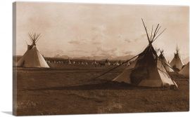North American Indian Piegan Encampment 1900-1-Panel-18x12x1.5 Thick