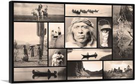 American Indian Portrait - Saguaro Fruit Gatherers - Shoalwater Bay Collage-1-Panel-12x8x.75 Thick