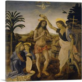 The Baptism of Christ, Andrea del Verrocchio 1475-1-Panel-12x12x1.5 Thick