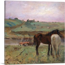 Horses in a Meadow-1-Panel-26x26x.75 Thick