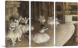 Rehearsal of a Ballet on Stage 1874-3-Panels-90x60x1.5 Thick