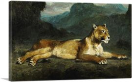 Lioness reclining 1855-1-Panel-40x26x1.5 Thick
