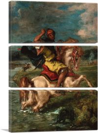 Moroccan Horseman Crossing a Ford 1850-3-Panels-90x60x1.5 Thick