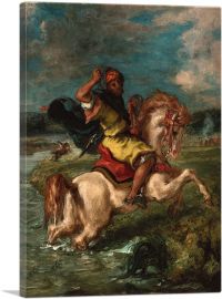 Moroccan Horseman Crossing a Ford 1850-1-Panel-60x40x1.5 Thick
