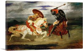 Two Knights Jousting in a Landscape 1824-1-Panel-12x8x.75 Thick