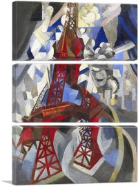 Red Eiffel Tower 1911-3-Panels-90x60x1.5 Thick
