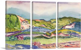 Mountain with Red House 1913-3-Panels-60x40x1.5 Thick