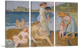 Female Bathers At Perros Guirec 1912-3-Panels-90x60x1.5 Thick