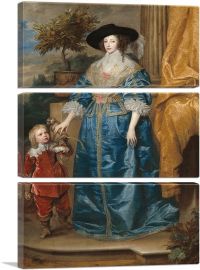 Henrietta Maria And The Dwarf Sir Jeffrey Hudson 1633-3-Panels-60x40x1.5 Thick