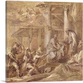 Adoration Of Shepherds-1-Panel-12x12x1.5 Thick