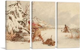Spearing Muskrats In Winter-3-Panels-90x60x1.5 Thick