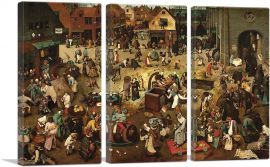 The Fight Between Carnival and Lent 1559-3-Panels-60x40x1.5 Thick