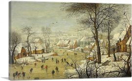 Winter Landscape With Scaters and a Bird Trap 1565-1-Panel-40x26x1.5 Thick