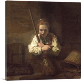 Girl With a Broom-1-Panel-12x12x1.5 Thick