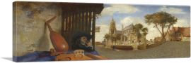 View Of Delft With Musical Instrument Seller's Stall 1652-1-Panel-36x12x1.5 Thick