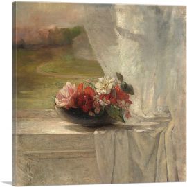 Flowers On a Window Ledge-1-Panel-36x36x1.5 Thick
