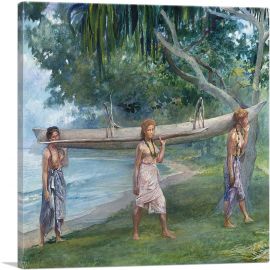 Girls Carrying a Canoe 1891-1-Panel-12x12x1.5 Thick
