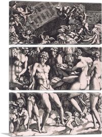 Mars and Venus With Cupid and The Three Graces 1565-3-Panels-90x60x1.5 Thick