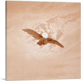 Owl Flying Against a Moonlit Sky 1837-1-Panel-26x26x.75 Thick