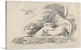 Sleeping Woman With a Cupid 1780-1-Panel-12x8x.75 Thick
