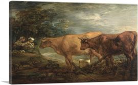 Wooded Landscape With Rustic Lovers And Two Cows-1-Panel-26x18x1.5 Thick