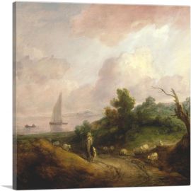 Coastal Landscape With a Shepherd And His Flock 1783-1-Panel-12x12x1.5 Thick