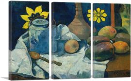 Still Life with Teapot and Fruit 1896-3-Panels-90x60x1.5 Thick